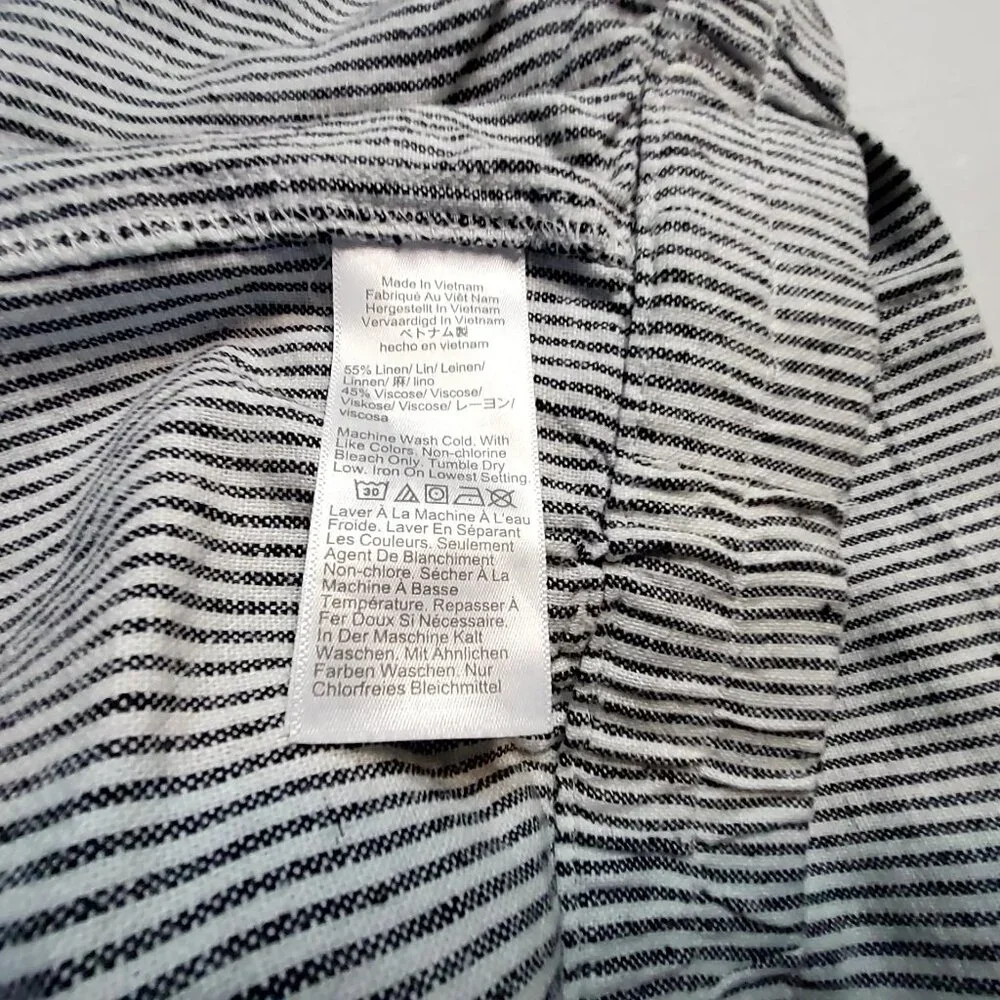 J. Crew Striped Linen Womens Shorts Size XXL Elastic Waist Pockets Lightweight